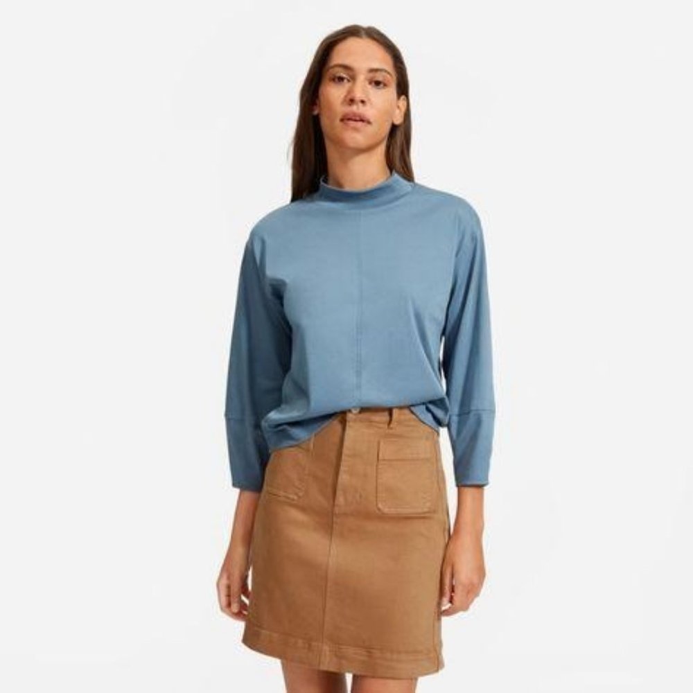 Everlane Luxe Cotton Mock Neck Long Sleeve